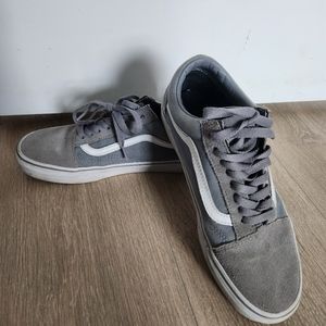 Vans Old Skool Canvas Suede Skate Shoes (Gray, Size 6.5)